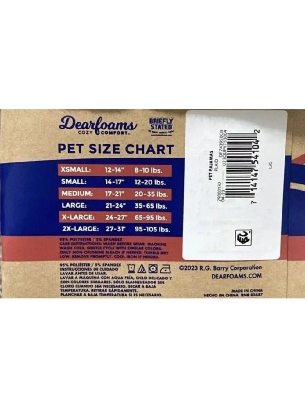 NWT Dearfoams Dog Size Small Plaid Dog Pajama Shirt 14